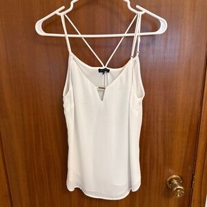 Dynamite White Loose Flowing Flowy Keyhole Strappy Sleeveless Cami Top